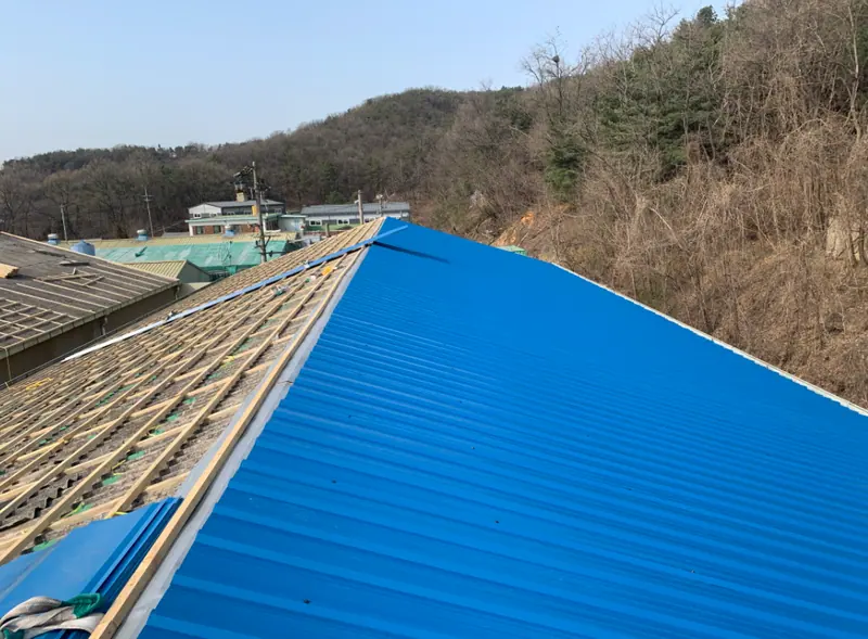 김포 통진 (주)케이씨에이 공장 슬레이트 지붕 칼라강판 공사 시공 과정
