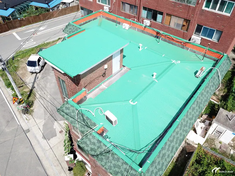 천안 성정동 다세대 빌라 데스리지붕 칼라강판 시공 과정