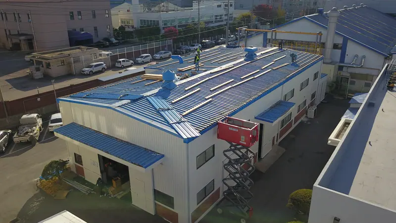 안산 단원구 공장 창고동 지붕 칼라강판 공사 시공 과정