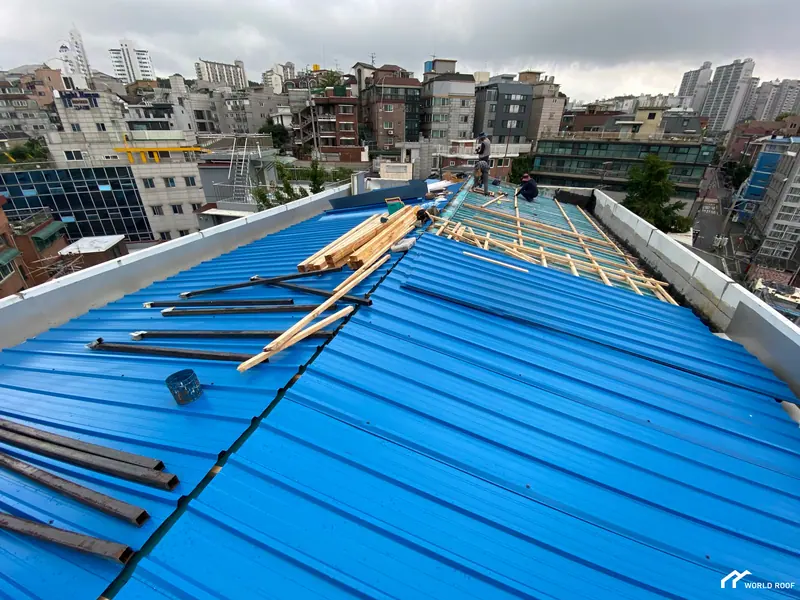 서울 동작구 상가 칼라강판 지붕 공사 시공 과정