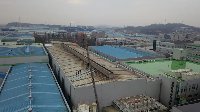 화성 마도 1,800평 공장 지붕 칼라강판 공사 시공 과정