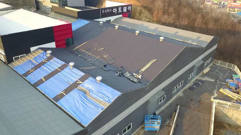 용인 처인구 공장 천막지붕 칼라강판 교체 시공 과정