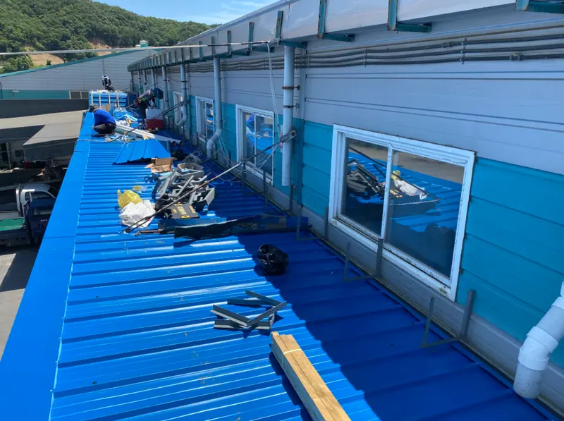 곤지암 가구 물류창고 캐노피·물받이 공사 시공 과정