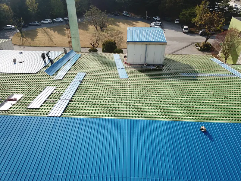 평택 포승 공장 지붕 칼라강판 부분 재시공 시공 과정